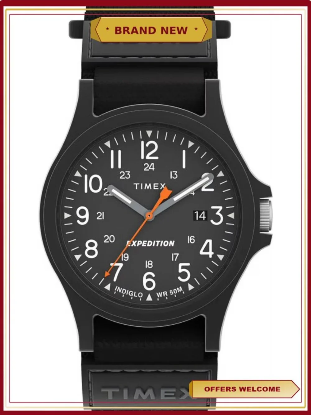 Men's Expedition Acadia Fabric Strap Watch, Black